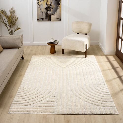 cirque cream rug in a living room