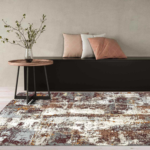 On Sale Paprika Abstract Rug 7161 Cream Grey Terracotta 120x170cm