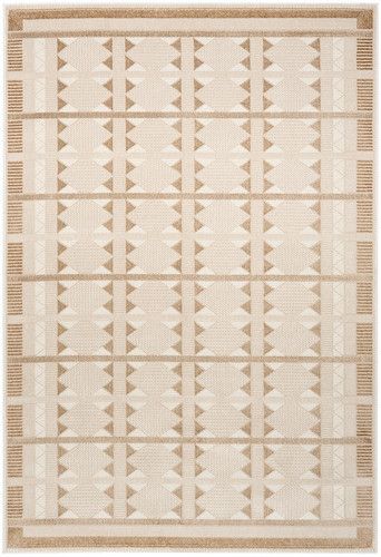 taupe geometric rug portrait