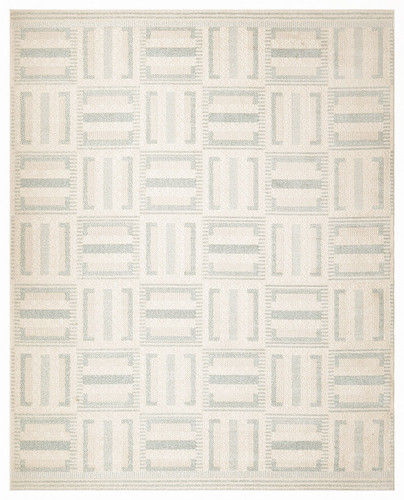 ivory blue geometric rug portrait