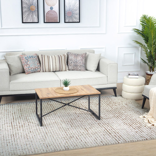 ivory brown scandi rug in a room with matching decor