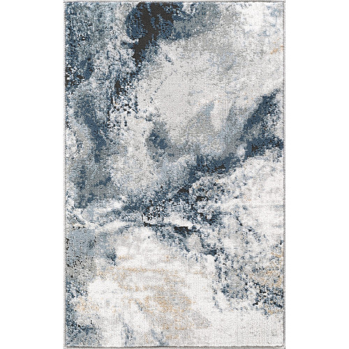 blue abstract rug portrait