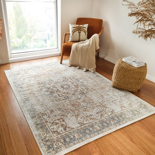 cinnamon traditional rug in a room with matching decor