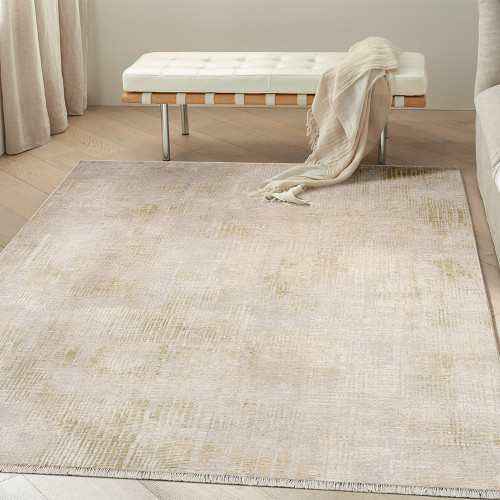 grey calvin klein rug in a room with matching decor