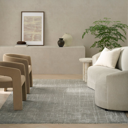 slate calvin klein rug in a room with matching decor