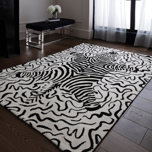 Wilder Zebra Mono Contemporary Rug