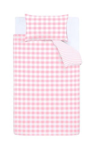 On Sale Bianca Check and Stripe Pink Single Fitted Sheet