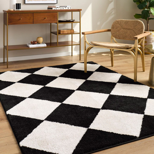 Tivoli Shaggy Diamond Black Rug