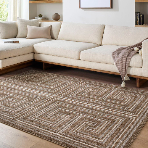 La Luna Global Graphic Brown Rug