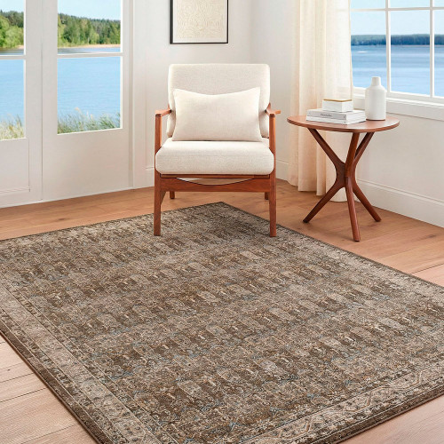 Arda Vintage Traditional Dark Taupe Rug