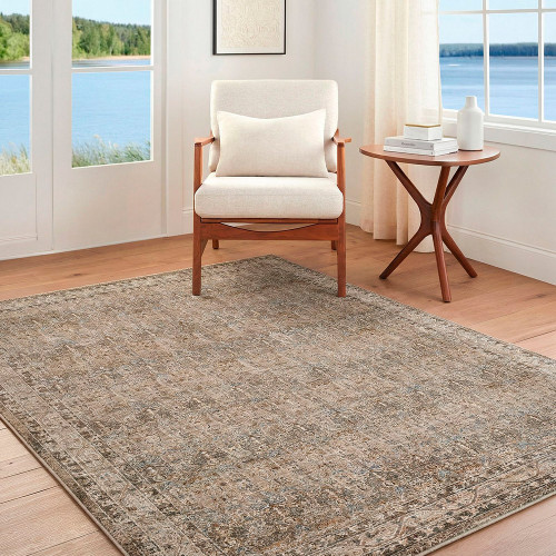 Arda Vintage Traditional Light Brown Rug