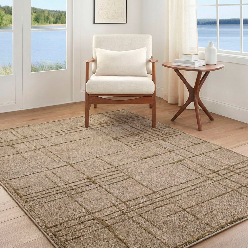 La Luna Modern Graphic Taupe Rug