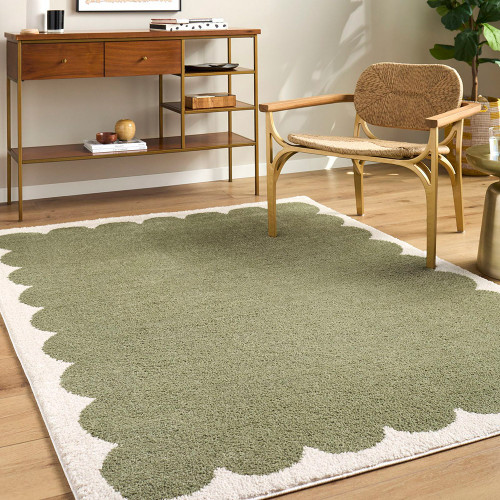 Tivoli Shaggy Border Green Rug