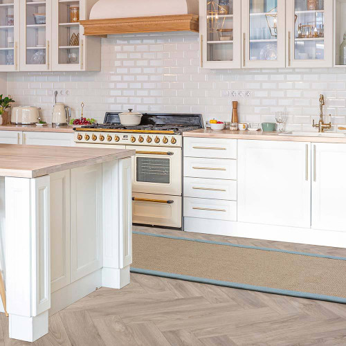 Sisal Rug Linen Aqua Border