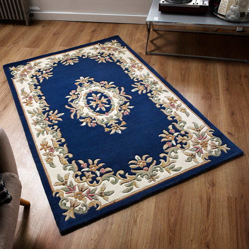 Royal Aubusson Rug Blue Cream