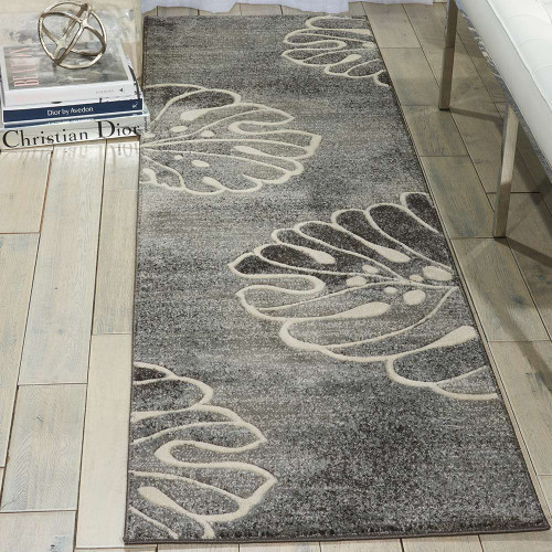 Leaf Design Maxell Rug MAE04 Grey