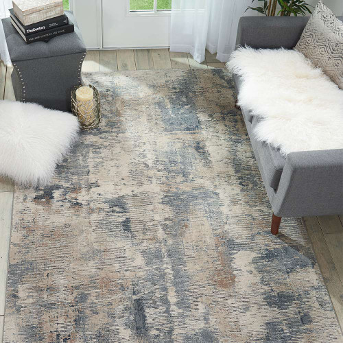 Rustic Textures RUS05 Beige Grey Abstract Rug