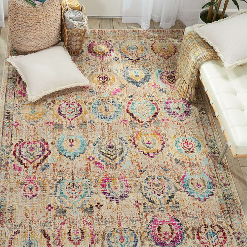 Ivory Multicoloured Vintage Kashan Rug VKA04