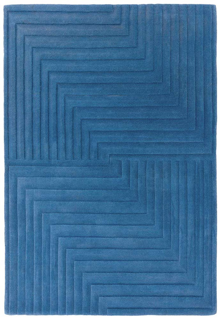 Form Rug Blue Colour 3D Wool Pile