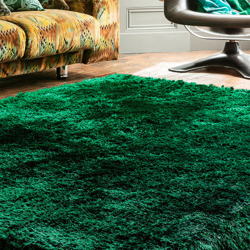 Ultra Thick Plush Shaggy Rug Emerald Green