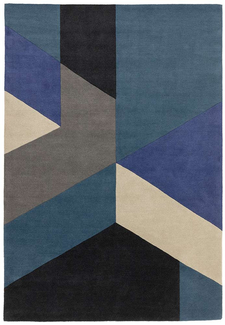 Reef Rug RF13 Big Geo Blue Wool