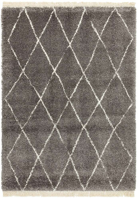 Rocco Charcoal Shaggy Tassels Rug RC07