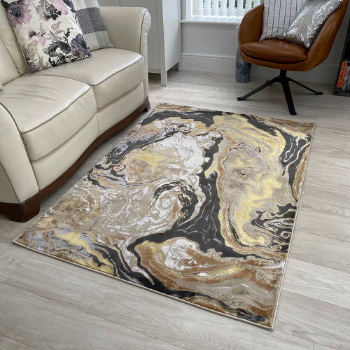 Aurora AU08 Marble Rug Luxury Gold