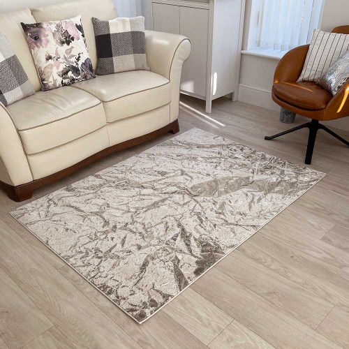 Aurora AU09 Satin Rug Cream Silver