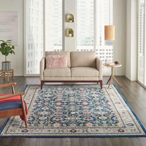 Traditional Ankara Global ANR13 Navy Multi Rug