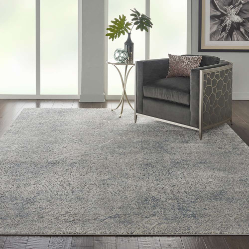Rustic Textures RUS09 Ivory Light Blue Abstract Rug