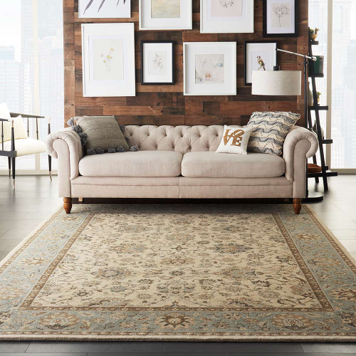 Living Treasures LI16 Ivory Aqua Rug