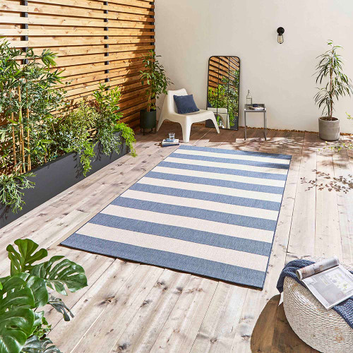 Santa Monica 48644 Blue Light Beige Indoor Outdoor Rug