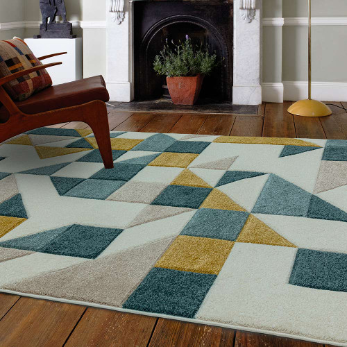 Sketch SK03 Shapes Green Geometric Rug