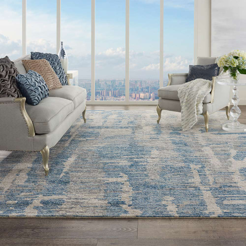 Luxury Ellora Ell01 Blue Modern Rug