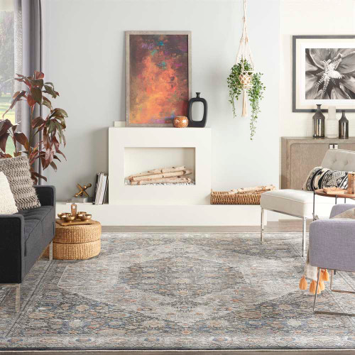Grey Blue Traditional Rug STN11