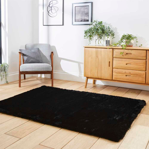 Thick Fluffy Rug Super Teddy Black