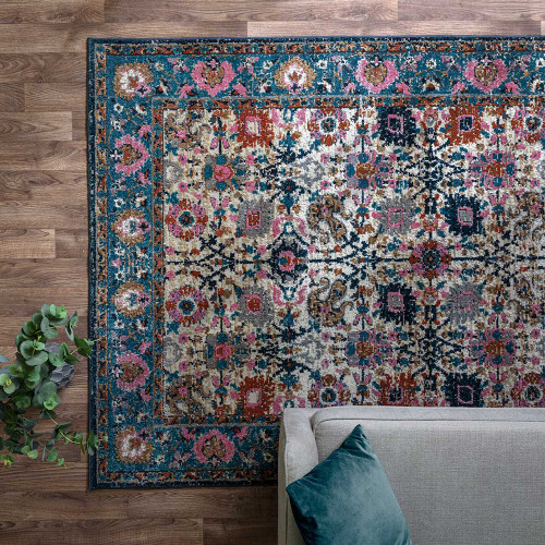 Zola Sarab Persian Rug Pink Turquoise