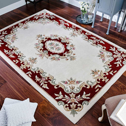 Royal Aubusson Cream Red Rug