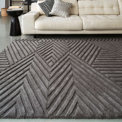 Hague Charcoal Thick Woollen Rug Hand Tufted