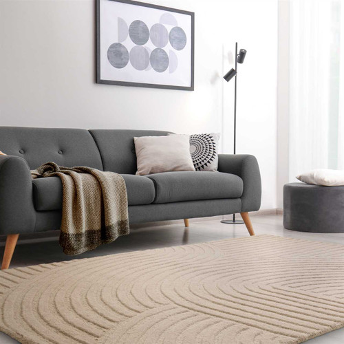 Hague Sand Thick Woollen Rug Hand Tufted