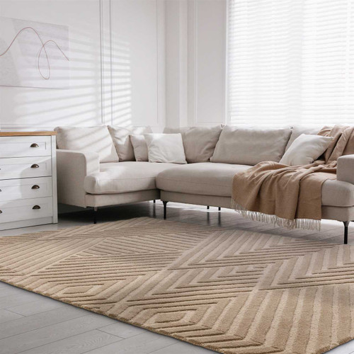 Hague Taupe Thick Woollen Rug Hand Tufted