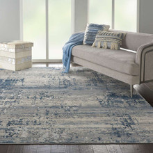 On Sale Rustic Textures RUS10 Ivory Blue Abstract Rug 119x180cm