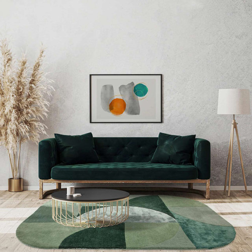 Matrix 75 Oval Forest Green Hand Carved Rug