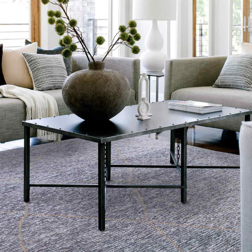 Mulberry Ice Blue Jute Chenille Thin Rug