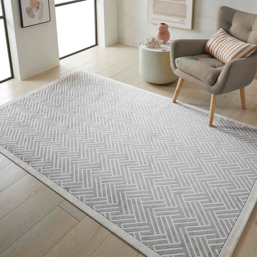 Lugano LUG03 Silky Modern Light Grey Ivory Rug