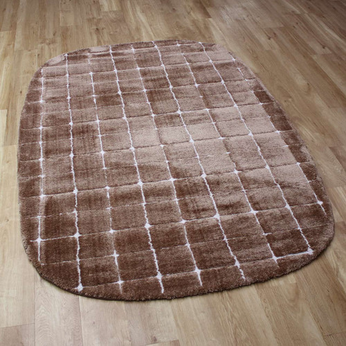 Silky Brown Rounded Rectangle Dune Rug 1262