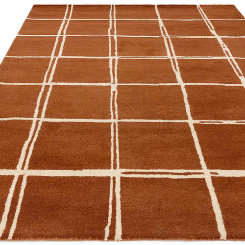 Albany Wool Rug Grid Rust White