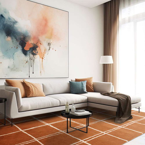 Albany Wool Rug Grid Rust White