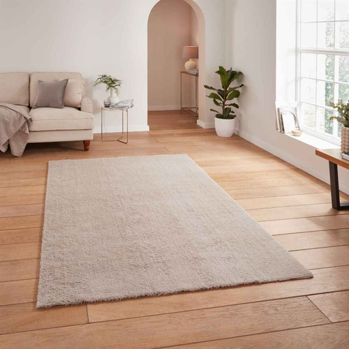 Kara Silver Shaggy Washable Plain Rug