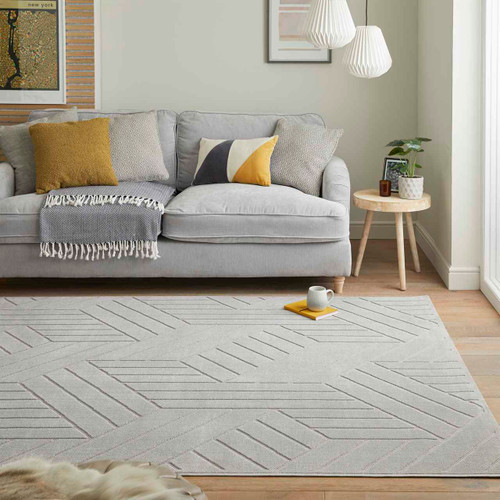 Maze Thin Soft Grey Plain Rug MAZ102